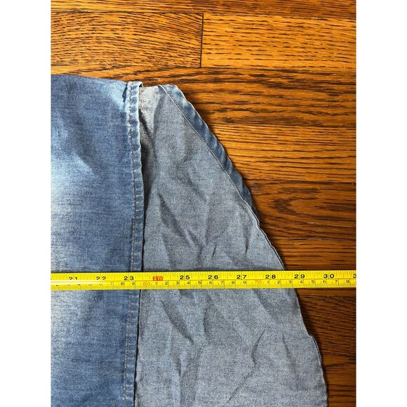 UNIF Blue Cold Shoulder Pearl Snap Button Up Denim Shirt Top   Women's Size XS - Picture 8 of 10